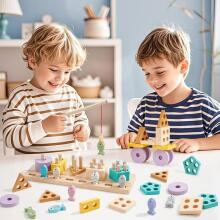 Atoylink Montessori Toy 3 in 1 Art.241383 Деревянный пазл Монтессори