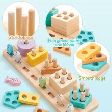 Atoylink Montessori Toy 3 in 1 Art.241383 Деревянный пазл Монтессори