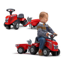 Pealeistumistraktor Massey Ferguson käruga, punane