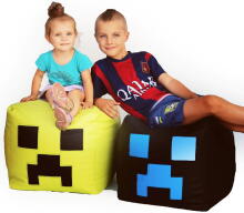 Qubo™ The Cube 50 Minecraft Art.241479 Apple Sēžammaiss, Puffs, Mīkstais bean bags