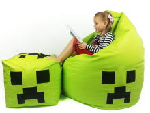 Qubo™ The Cube 50 Minecraft Art.241479 Apple Sēžammaiss, Puffs, Mīkstais bean bags