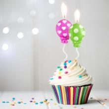 Birthday Fun - mini stick candle balloons, set of 2, 4 assorted