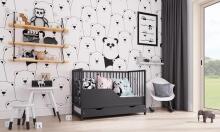 Baby Crib Club Dominik Art.243803 Grey Bērnu kokā gultiņa ar kasti 120x60cm
