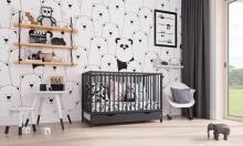 Baby Crib Club Dominik Art.243803 Grey Bērnu kokā gultiņa ar kasti 120x60cm