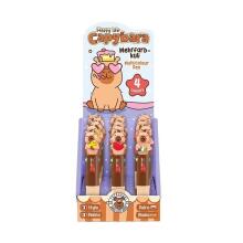 Capybara Happy Life - Multi-colour pen with topper, 3 assorted