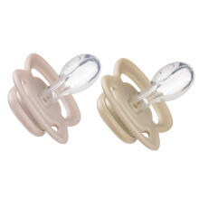 b.box pacifier for newborns and infants twin pack – symmetrical silicone pacifier 6 months+, Blush/Latte