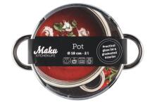 Maku Basic katls ar stikla vāku, tērauda, 2 L, 18 cm