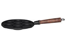 Maku Pancake pan cast iron wooden handle 7 cups