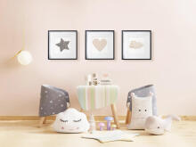 Room Accesories Art.296386 Dekoratīvs tekstila sienas dekors bērnistabai "Mini lācītis"– mīksts attēls rāmī
