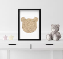 Room Accesories Art.246390 Decorative wall art in frame "Mini teddy bear" – fluffy textile panel for kids' room