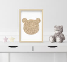 Room Accesories Art.246390 Decorative wall art in frame "Mini teddy bear" – fluffy textile panel for kids' room