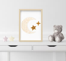 Room Accesories Art.123391 Decorative wall art in frame "Moon" – fluffy textile panel for kids' room