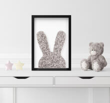 Room Accesories Art.453351 Decorative wall art in frame "Bunny" – fluffy textile panel for kids' room