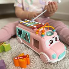 Музыкальный сортировщик машинок WOOPIE BABY с тарелками, розовый
