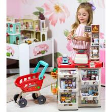 WOOPIE Supermarket Store with Shopping Cart Scale Cash Register Scanner + 48 Accs.