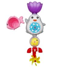 WOOPIE BABY Pingvīna vannas ūdens rotaļlieta Zivs ritenis + Pārpildes krūze