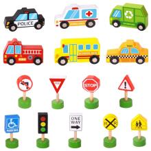 WOOPIE GREEN koka transportlīdzekļu un ceļa zīmju komplekts 15 gab.
