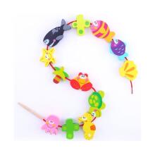 TOOKY TOY Wooden Beads Threading Blocks Sea Animals 13 pcs.