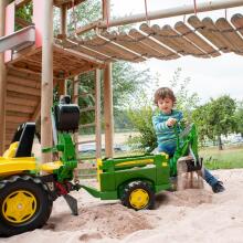 Rolly Toys rollyTrailer lauksaimniecības piekabe JOHN DEERE Atveramas sānu malas