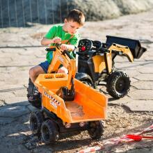 FALK Case IH ekskavators-traktors ar piekabi, oranžā krāsā, pārvietojams kauss, no 3 gadu vecuma