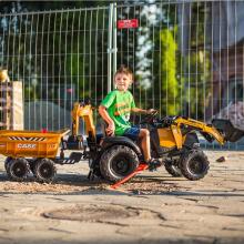 FALK Case IH ekskavators-traktors ar piekabi, oranžā krāsā, pārvietojams kauss, no 3 gadu vecuma
