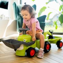 FALK Claas braucamais traktors ar piekabi, iekrāvēju un kausu