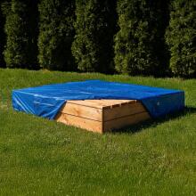 Bebe Basic Wood Sandbox Art.249101 Grey Koka smilšu kaste ar vāku un soliņiem un pārsegu 120x120cm