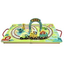 TOOKY TOY WOODEN TRAIN ZOO TRAIN MAGNETIC TRACK IN A SUITCASE