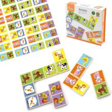 VIGA Обучающая деревянная игра-домино «Ферма» 28 предметов Монтессори