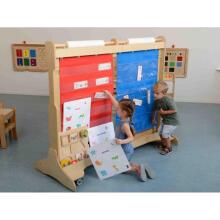MASTERKIDZ auduma piekaramā palags ar kabatām grāmatām un attēliem, zils