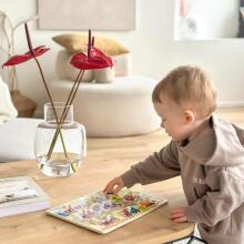 TOOKY TOY Wooden Montessori Puzzle Transport Vehicles with Matching Pins