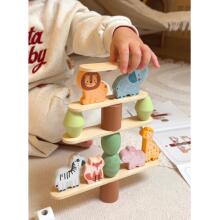 WOOPIE GREEN Balancing Wooden Animals Stack Puzzle FSC