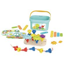 TOOKY TOY Montessori Puzzle Pegs in a Box Stacks Threading