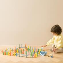 CLASSIC WORLD Wooden Domino Obstacle Course Logic Montessori Puzzle 100 pcs.