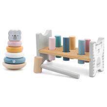 VIGA PolarB Set деревянная пирамидка + дырокол с молотком Белый медведь Монтессори