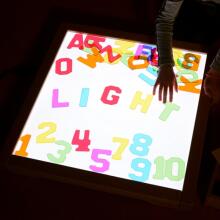MASTERKIDZ LED Light Panel Changing Colors with Remote Control + Montessori Mosaic Blocks 140 pcs.