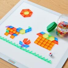 MASTERKIDZ LED sensoru kastes panelis + Montessori mozaīkas bloki 140 gab.