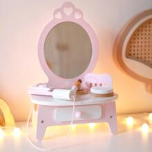 CLASSIC WORLD Wooden Dressing Table for Girls with Mirror + Hair Straightener 11 accessories