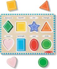 Melissa & Doug Shapes Wooden Art.249866 Montessori koka puzle-dēlis