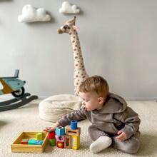 TOOKY TOY Koka kaste Sensoriskie bloki Daudzfunkcionālas puzles formas Skaņa Pieskāriens 12 gab.