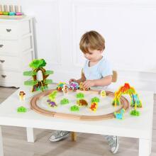 TOOKY TOY Wooden Magnetic Train Dinosaurs + Figures