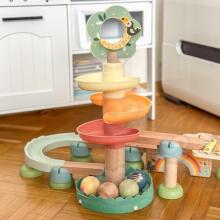 TOOKY TOY Drewniany Muzyczny Tor Kulkowy Kulodrom 44 el. Pastelowe