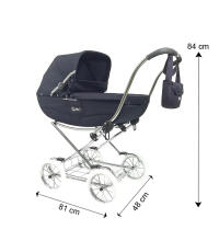 Arrue Princess Jr. Art.250615 Navy Large classic doll stroller with bag