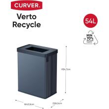 Rectangular metallized waste bin Verto Recycle 54L pearl blue