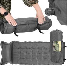 Самонадувающийся туристический коврик Springos PM053 193 см с подушкой и чехлом, серый