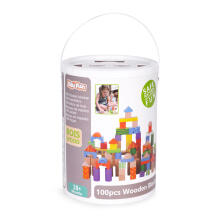 Koka klucīši bērniem, 100 gab., šķirošanas spainis ECOTOYS