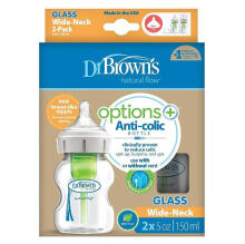 DR.BROWN'S glass bottles OPTIONS+ with wide neck, 150 ml, 2 pcs.