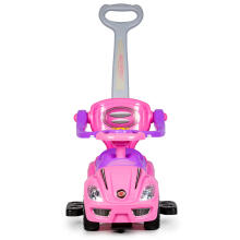 Ride-on car, push car 3-in-1 DELUXE with handle and music panel - pink