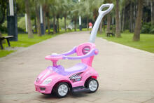 Ride-on car, walker, push car 3-in-1 deluxe with horn - pink