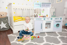 Большая деревянная игровая кухня для детей с аксессуарами ECOTOYS